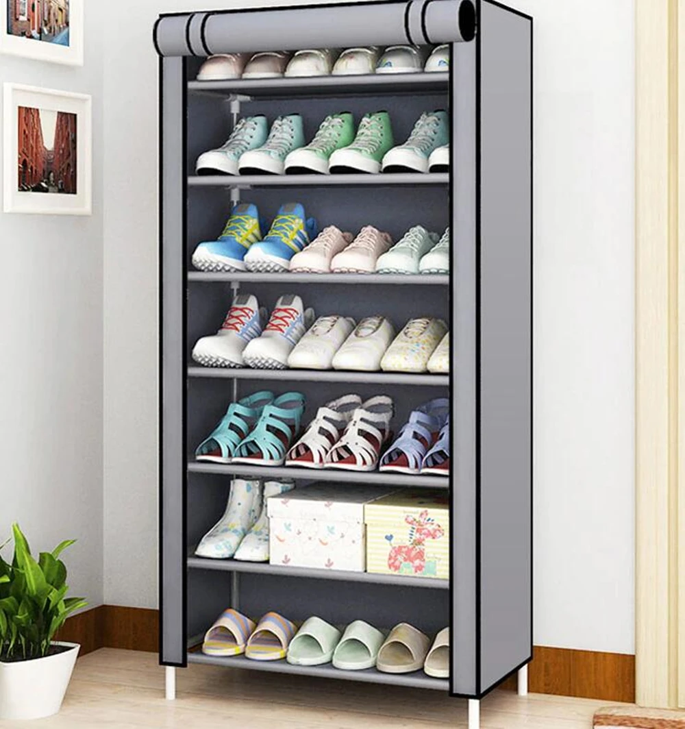 1 Zapatero con cubierta de tela, estantes Organizadores de calzado de 4-10 niveles, accesorio estante organizador de zapatos