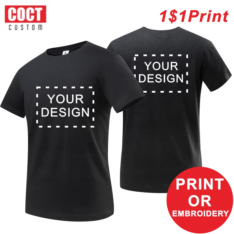 Cotton T Shirt Men Customized Text Diy Logo Your Own Design Photo Print Apparel Advertising T-shirt COCT 2022