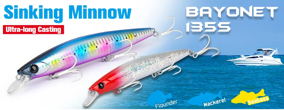 TSURINOYA 163S Ultra Long Casting Sinking Minnow Sea Fishing Lure STINGER 163mm 34.2g Seabass Tuna Saltwater Large Hard Baits