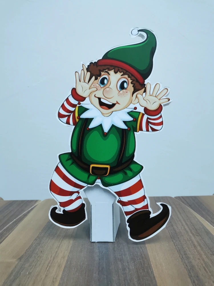 Christmas Elf Foam-board Cutout Standee with Cardboard Stand, Noel Concept Party Supplies Accessories, Happy New Year