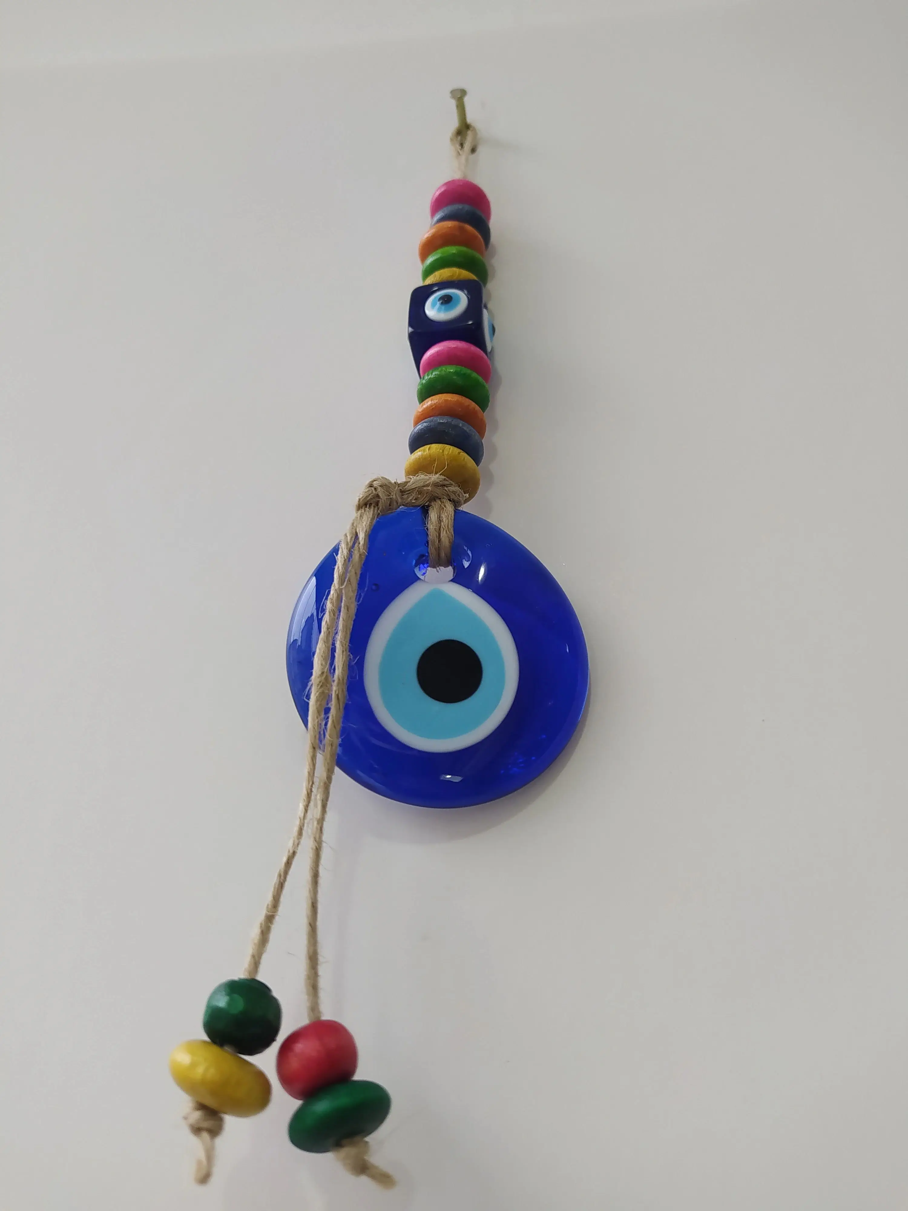 Evil Eye 5,5 cm Glass Bead Pendant Charm Turkish Handmade Amulet Wall Hanging Talisman Boho Home Decor Made in Turkey