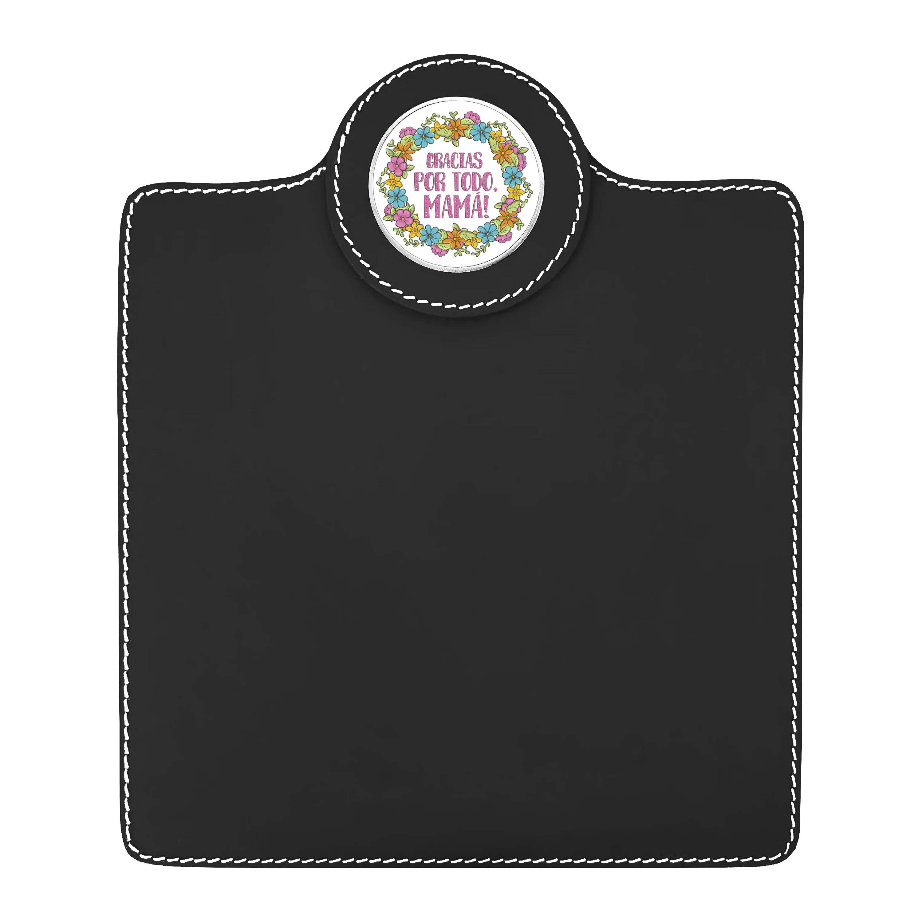 Leather Mouse Pad - Mother´s Day - with a Metal medallion to choose among 8 designs. Available in Black or Tan.