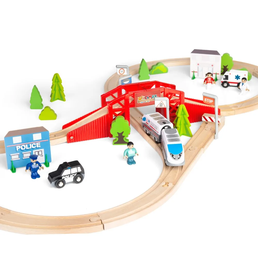 Circuit wooden train 50 pieces WOOMAX, wooden train, circuit Wood train, wooden trains, toy train, wooden toys, circuit Cars toy, toys for children 3 years, toy cars