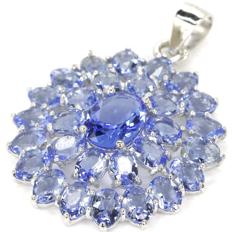 Buy 2 Get 1 Free 32x23mm 3.0g Deluxe Blue Violet Tanzanite CZ Wedding 925 Solid Sterling Silver Pendant