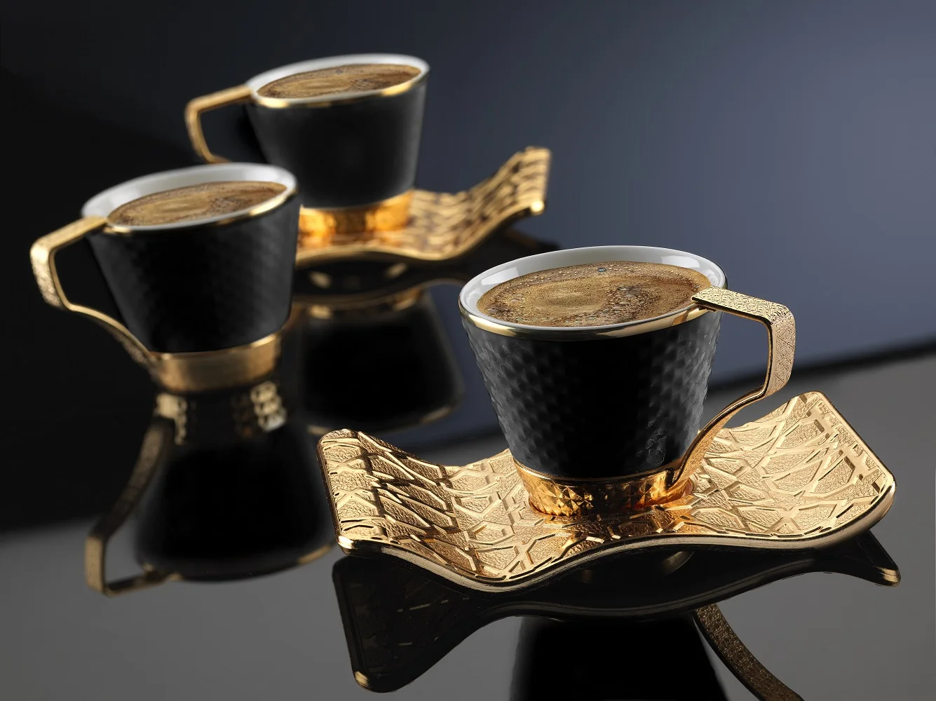 

Seljuk Black Coffee Set - Gold Color