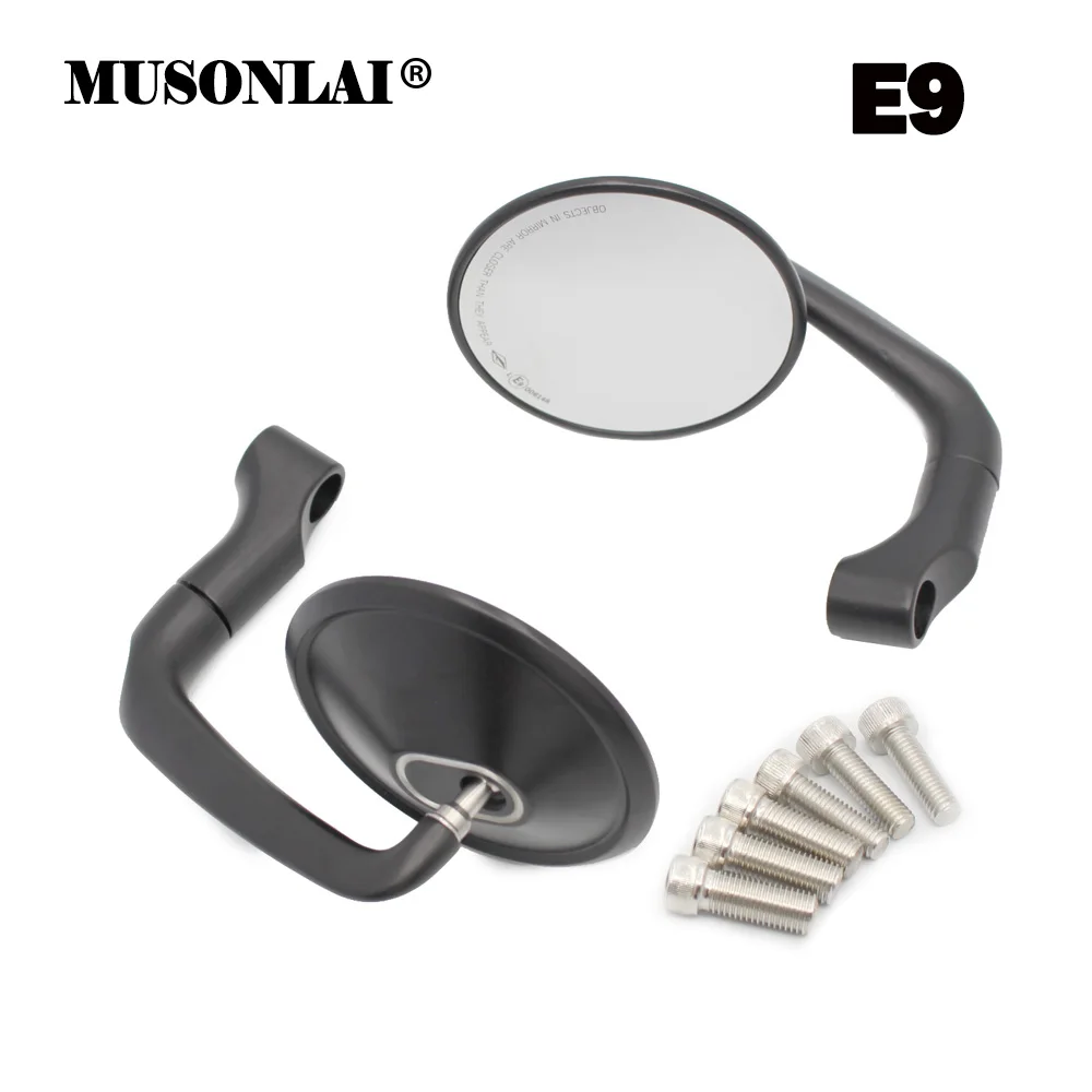 E-Mark CNC Motorcycle Mirrors  8mm 10mm Bolts Universal Rearview Mirrors for Harley Sportster XL883 Dyna Softail Street Glide