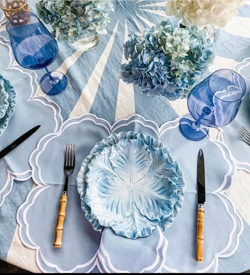 Imagem -06 - Linho Placemats Conjunto de 6812 Azul-rosa Mesa Pano Guardanapos Decorações Cozinha Jantar Decoração de Casamento Decoração de Festa Turco