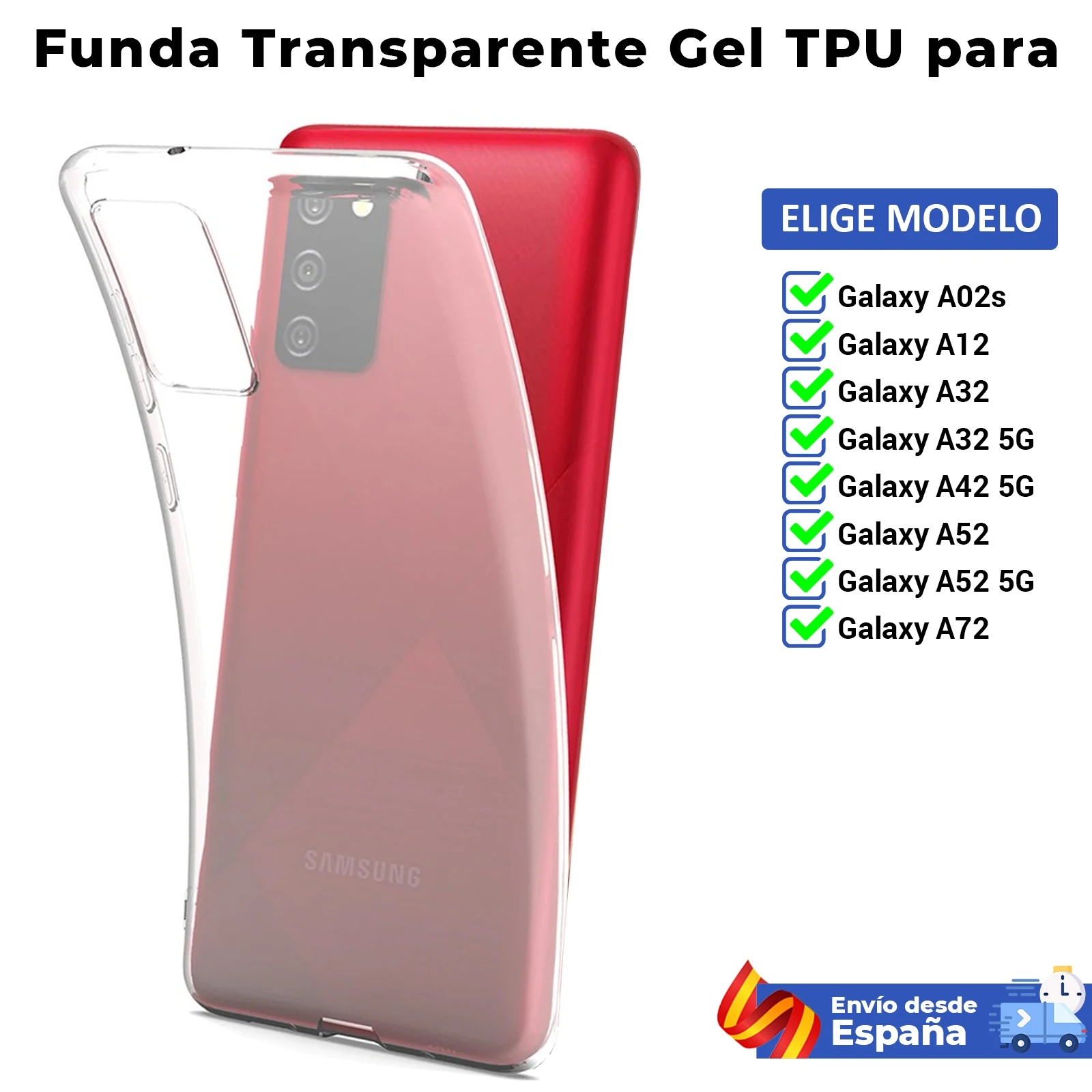 TPU case for Samsung Galaxy A02s A12 A32 A42 A52 A72 5G. Transparent silicone case for mobile. Choose model