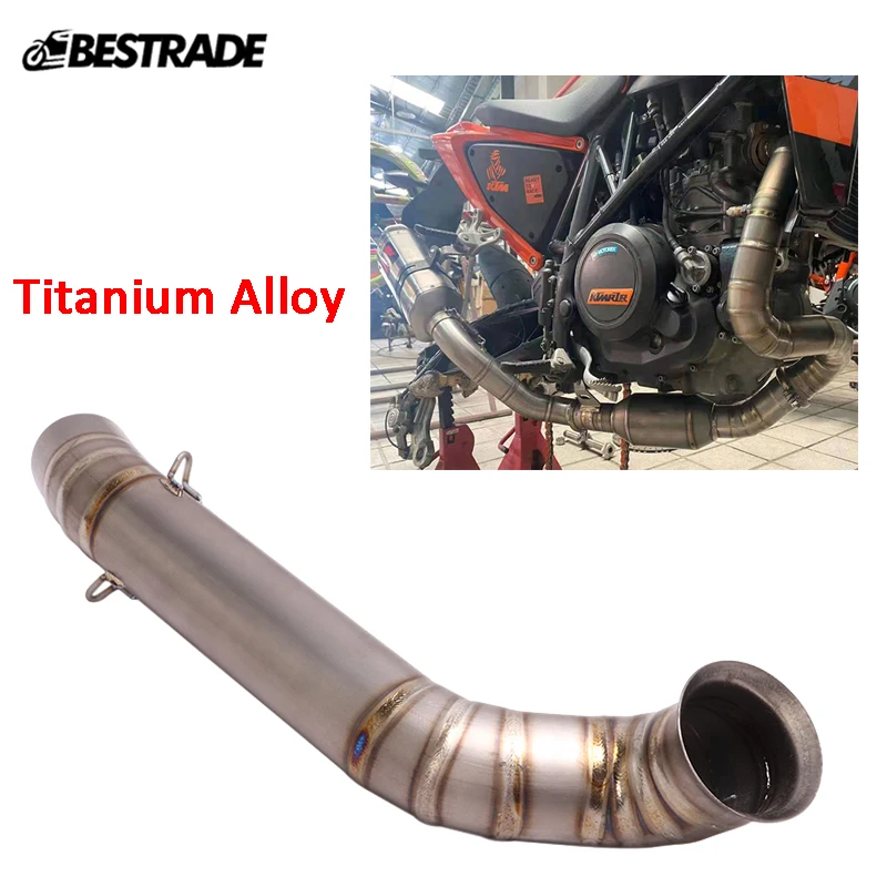 

Titanium Alloy Exhaust Mid Link Connect Pipe Slip On 51mm Mufflers Tube For Motorcycle Modified For Dule 690 2012-2018