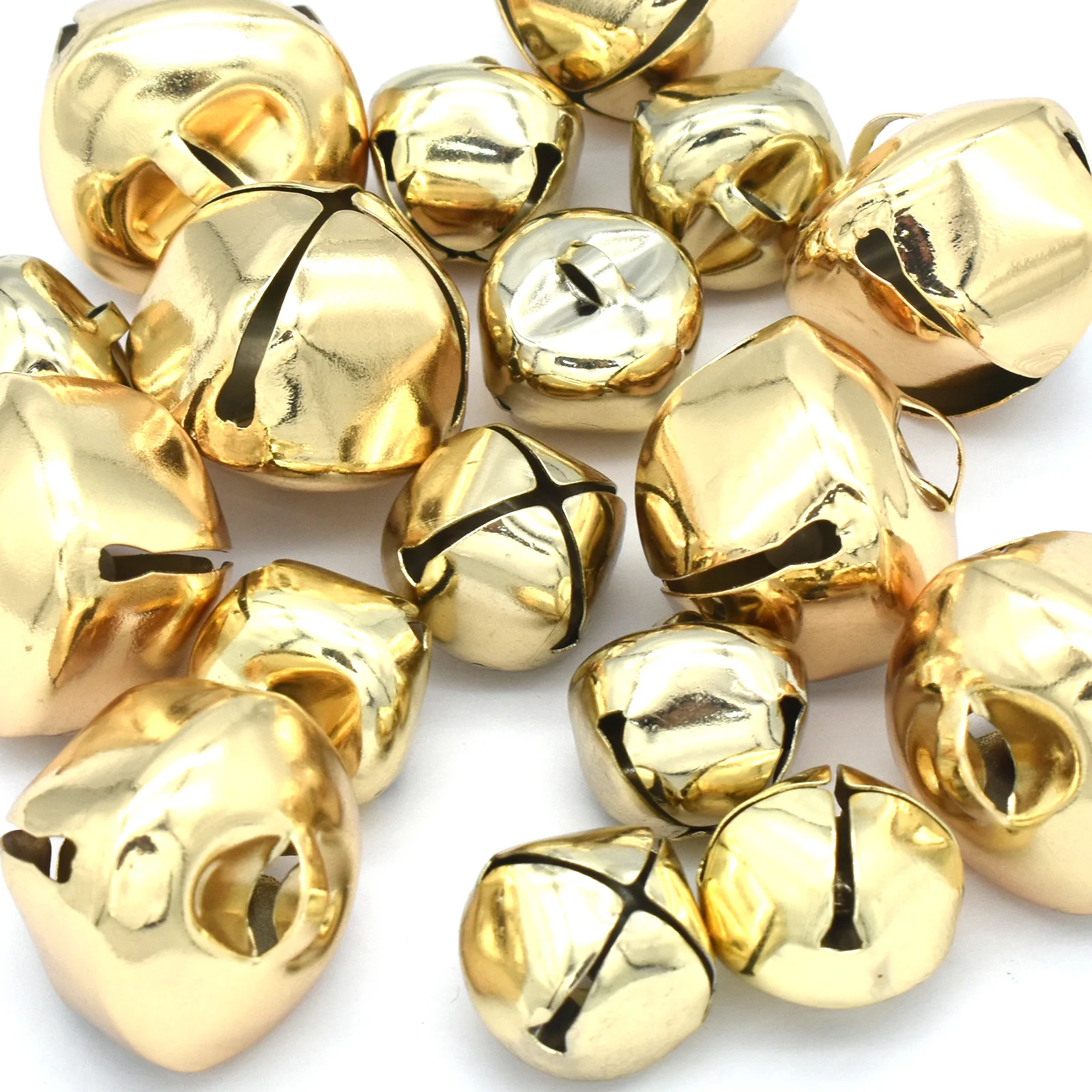 Large Light Gold Christmas Jingle Bells Craft Bells Bulk DIY Bells for Christmas Festival Decoration Dog Collar Home Decoration