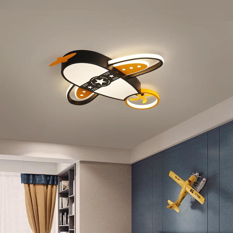 Children\'s Room LED Pendant Lamps Black Plane Ceiling Lights For Boy Girl Bedroom Living Dining Room Indoor Lightings Decoration