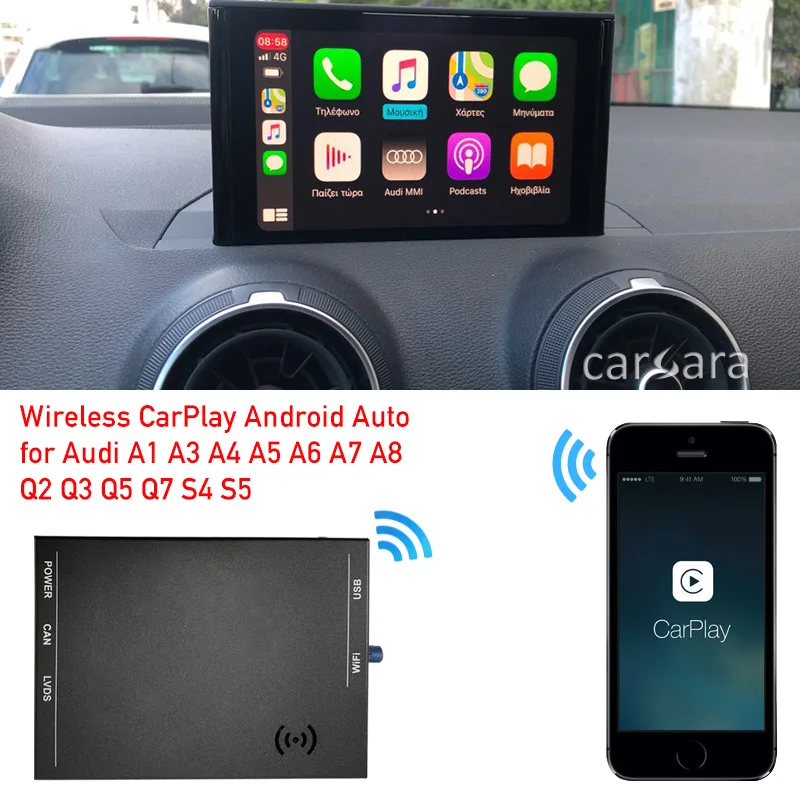 Apple carplay interface add-on adapter for Q2 7 inch screen android auto decoder box work with iphone airplay smart phone ios