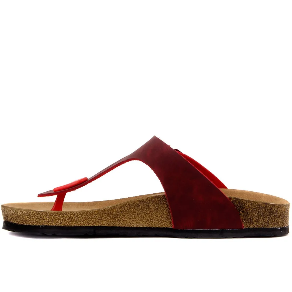 Fly doux-couleur rouge femmes string sandales