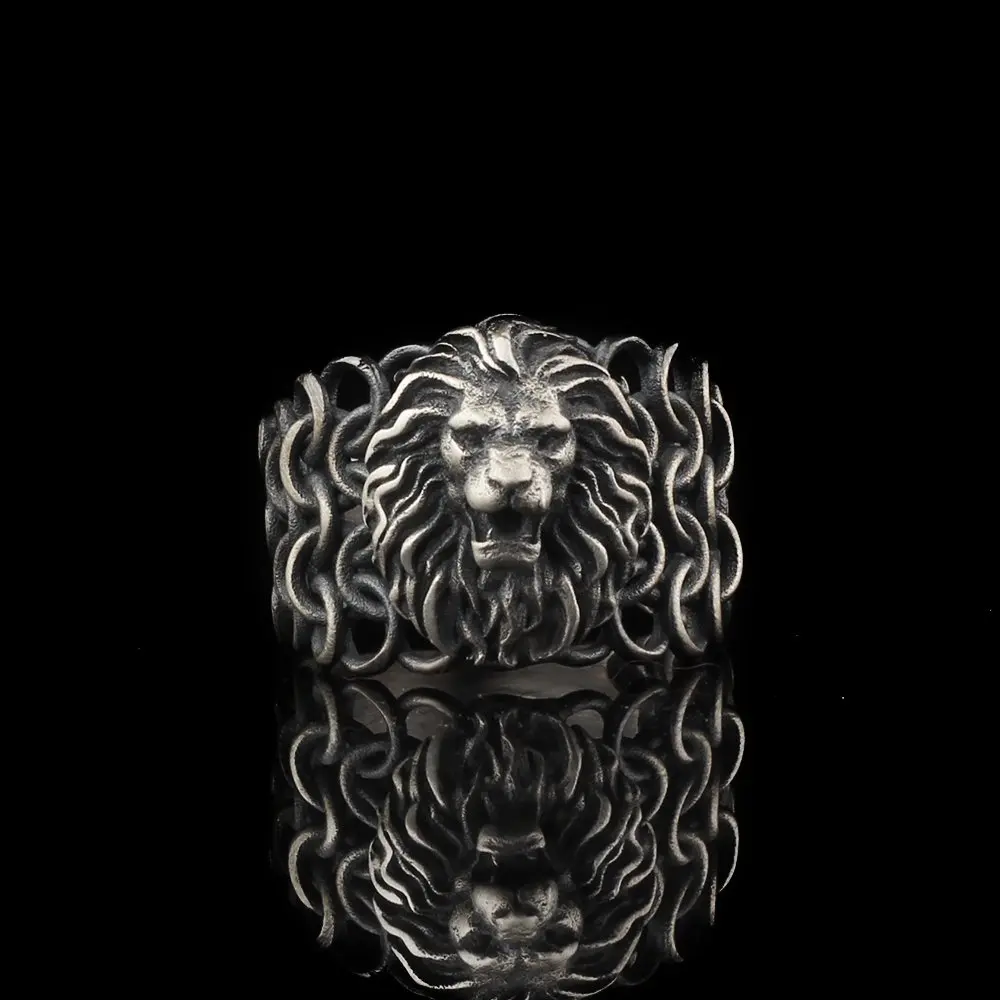 MEN 'S 925 Sterling Silver Ring, Tumbled Model Lion Head Male Gift Accessories Jewelry, Handmade, made in Turkey Fashion Special Design