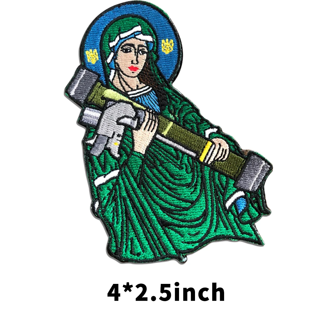 St. Javelin Ukraine Patches Embroiderey Iron on Patches for Clothig Jacket Shirt Lady Biker Badge Custom Emblems Women Accessory