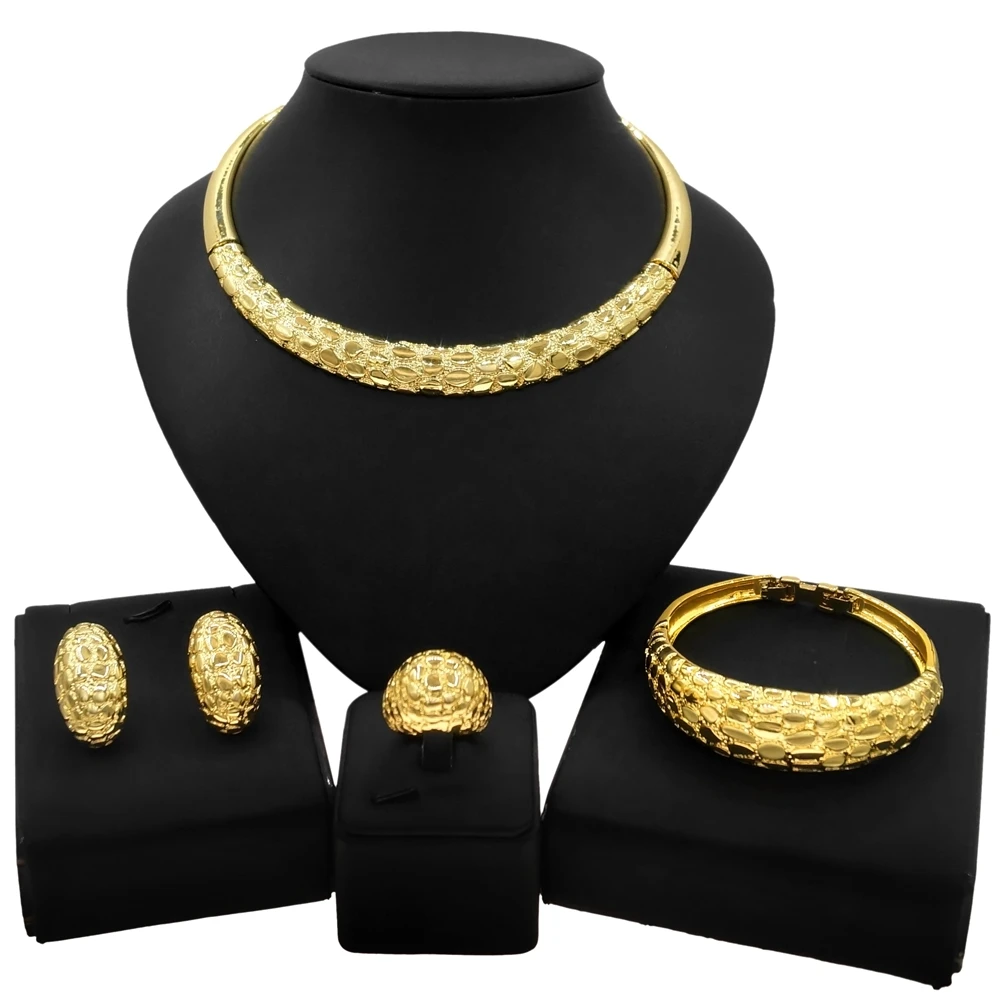 banhado a ouro conjunto de joias colar banquete de casamento namoro joias de alta qualidade mais novo hv21091035 01