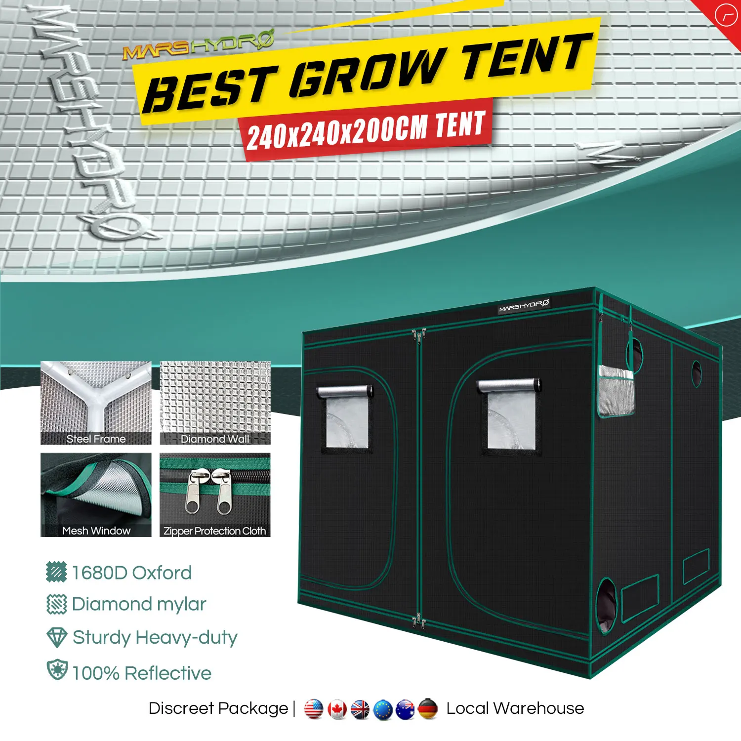 1680D Marshydro Indoor Hydroponics grow tent 240*240*200cm ,Grow kit,Completely LED Indoor Growing System