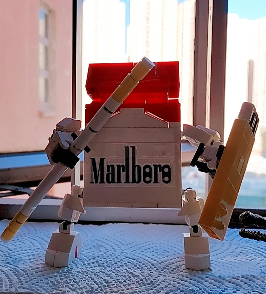 Bricklink Ideas MOC Cigarette Mecha Robot Red Yellow Green DIY Set Creative Building Blocks Toys For Children Gift With BOX