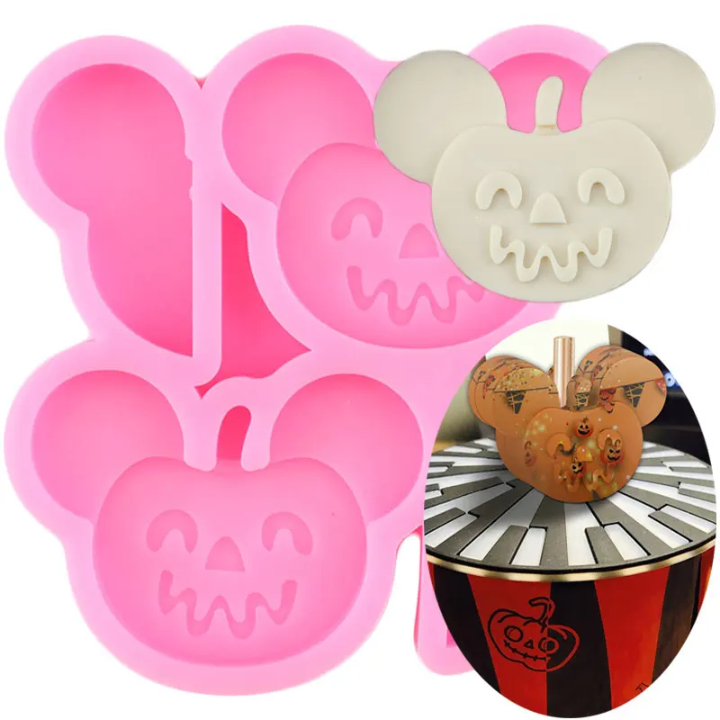 Christmas Gingerbread Man Straw Topper Silicone Mold Pumpkin Chocolate Candy Jelly Fondant Molds Halloween Cake Decorating Tools