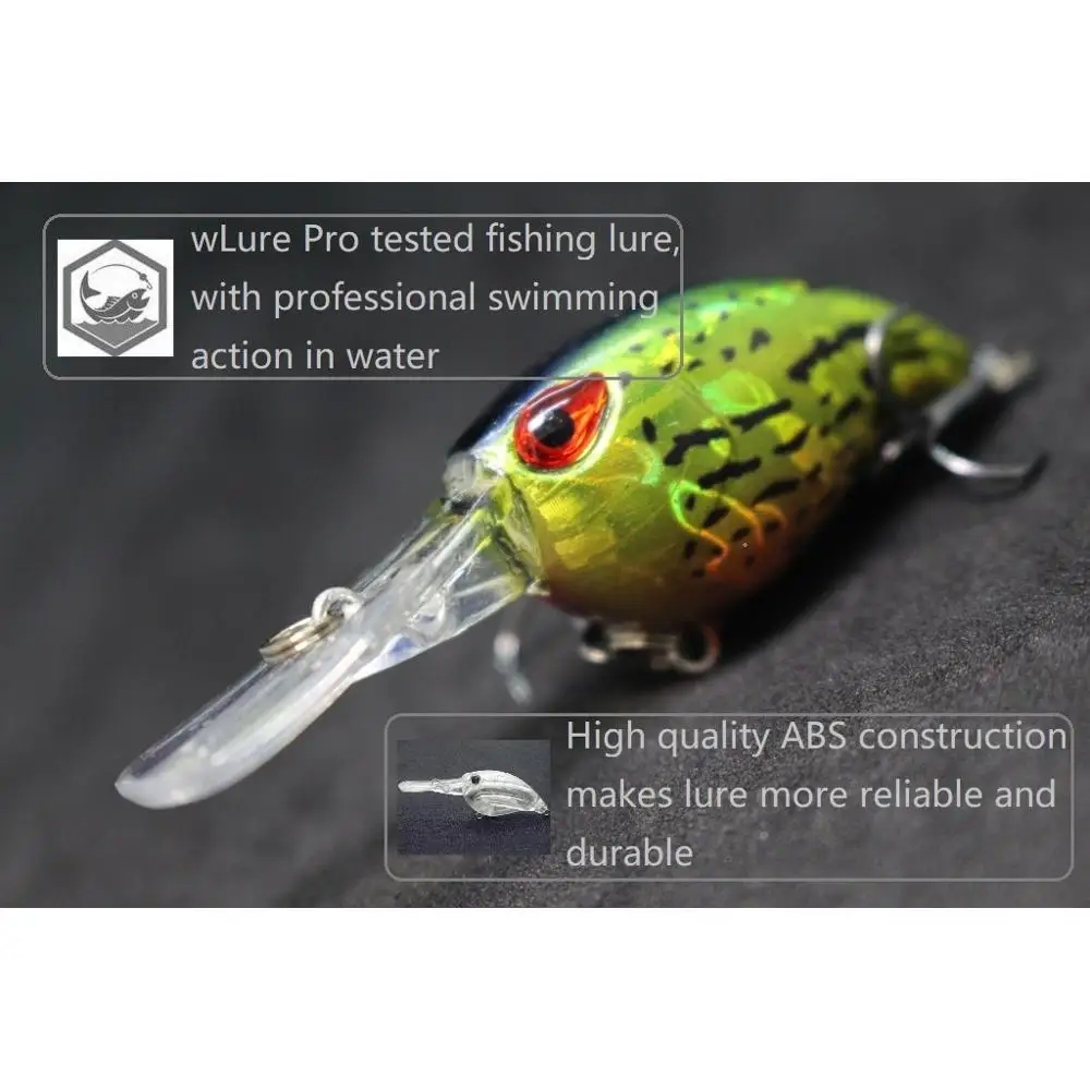 wLure Crankbait Wobble Fishing Lure 6cm 5g Deep Diving Tight Action Fresh Water Hard Bait Floating 8# Hooks Insect Bait C770