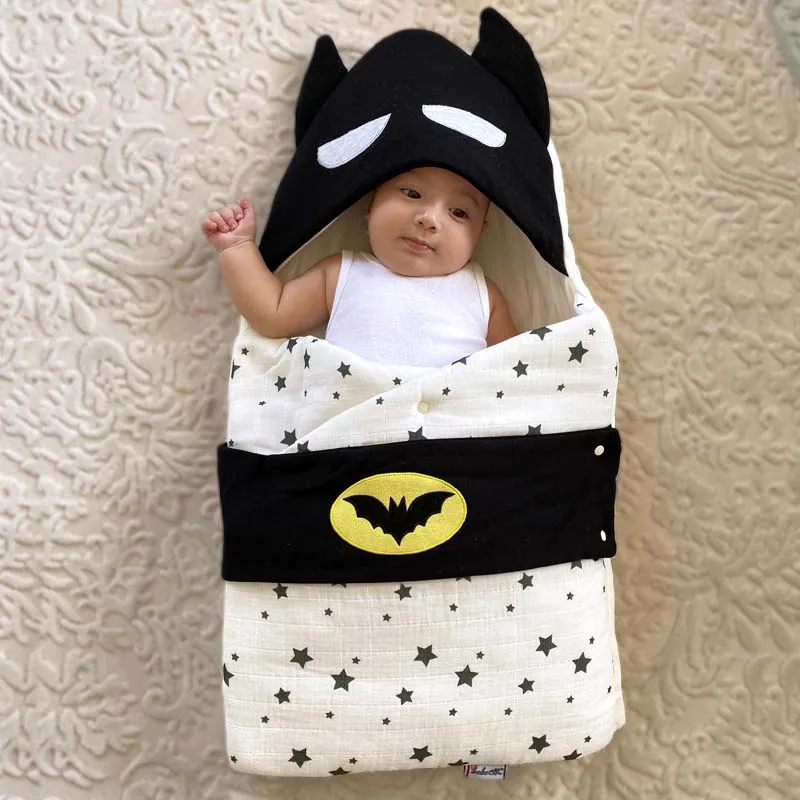 For Baby Boys Swaddle Bat Pattern Newborn Baby Toddler Cotton Soft Daily Baby Stroller Bed Male Babies Of SIDS Blanket Clothes