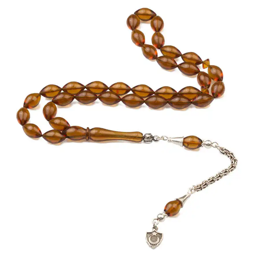 Barley Cut Bakalite Rosary with Silver Crescent Star Tassel Stylish Design That Provides Long-term Good Quality And Durability