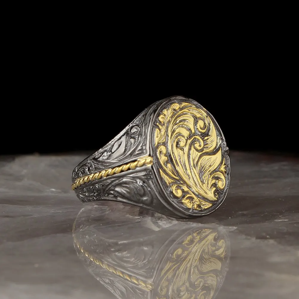 

Lapping Plated Handmade Pen İşçilikli 925 Sterling Mens Silver Ring