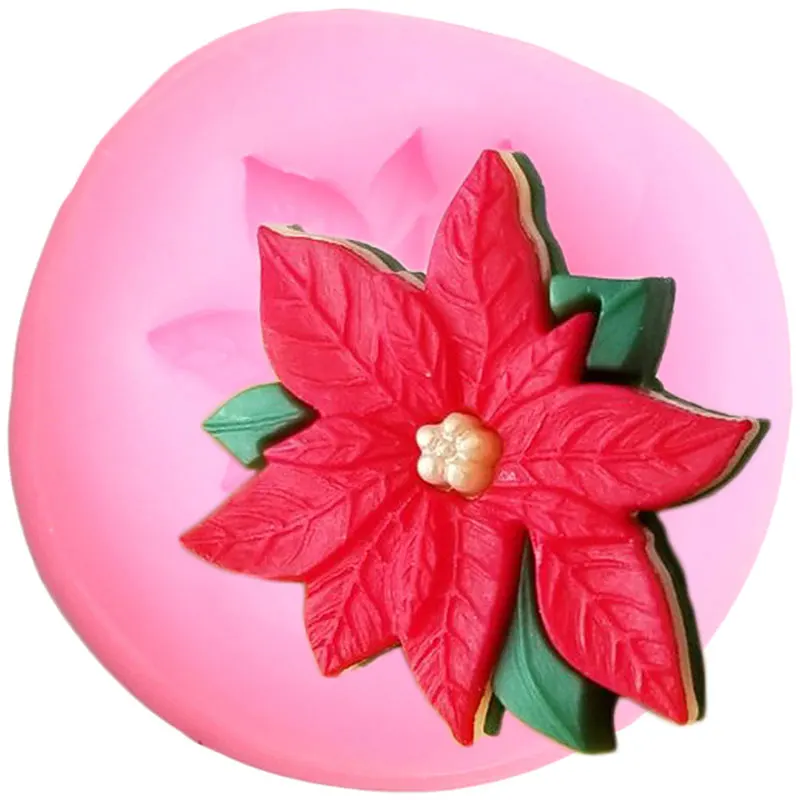 Poinsettia Flower Silicone Mold DIY Christmas Cupcake Topper Fondant Cake Decorating Tools Candy Clay Chocolate Gumpaste Moulds