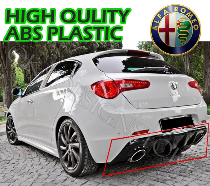 For Alfa Romeo Giulietta Series (2011-2018) Rear Bumper Diffuser ABS Plastic Gloss Black Rear Diffuser Bumper