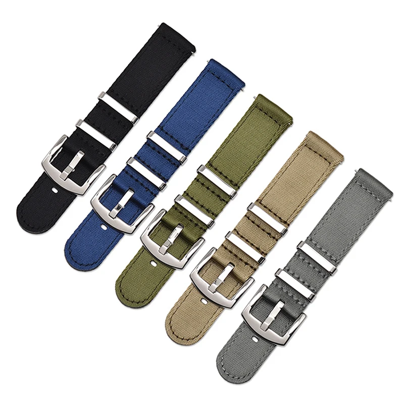 

Nylon Watch Band 18mm 20mm 22mm 24mm High Quality Watch Strap Silver Stainless Steel Buckle Watch Strap