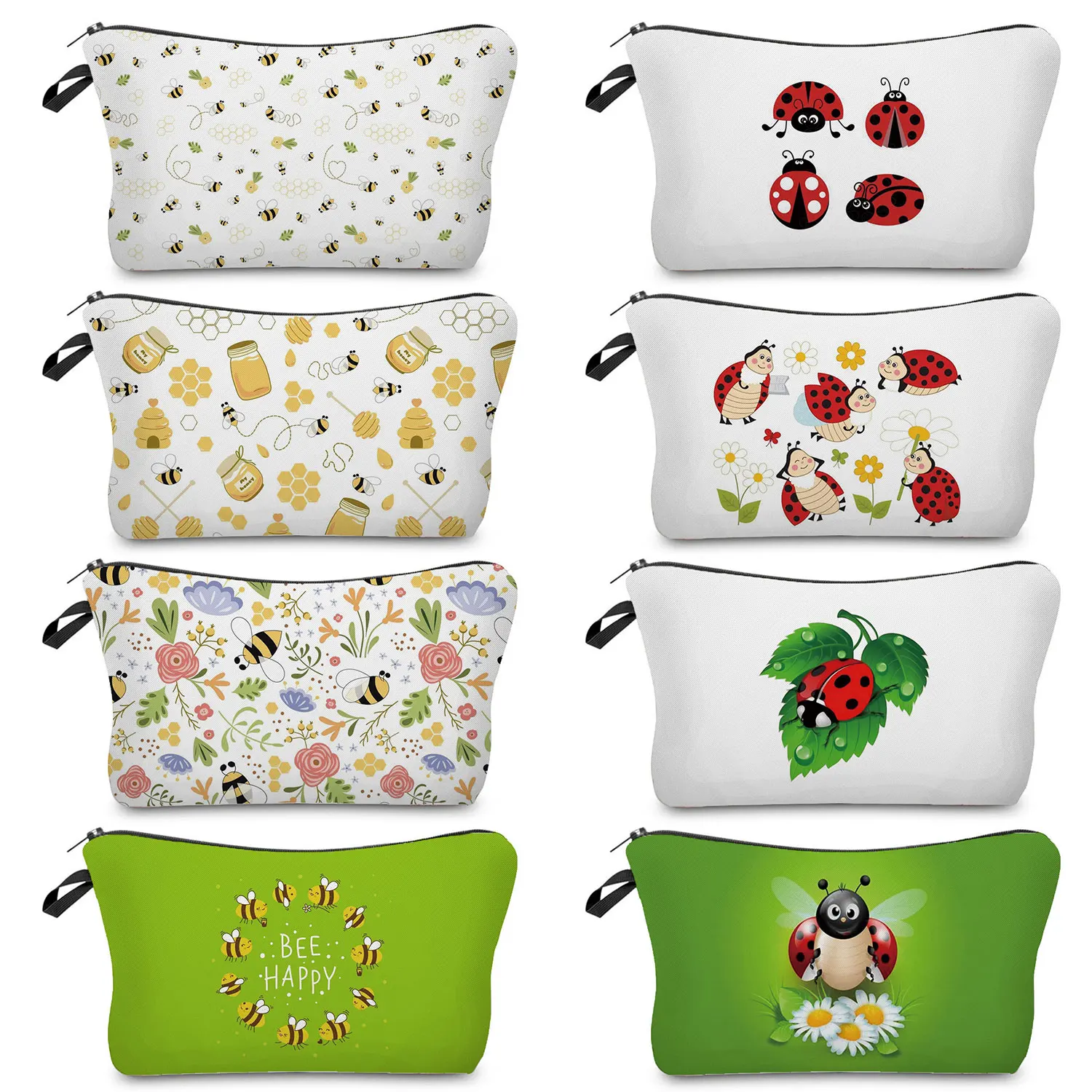 

Refreshing Casual Creativity Makeup Bag Heat Transfer Lovely Insect Print Cosmetic Bags High Quality Women Portable Pencil Case