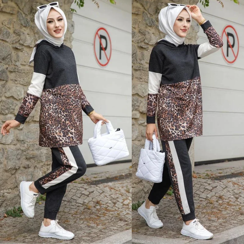 2021 new season tracksuit 2 piece muslim women hijab tracksuit fashion Turkey AbayaDubai Islamic sports arabia turkey