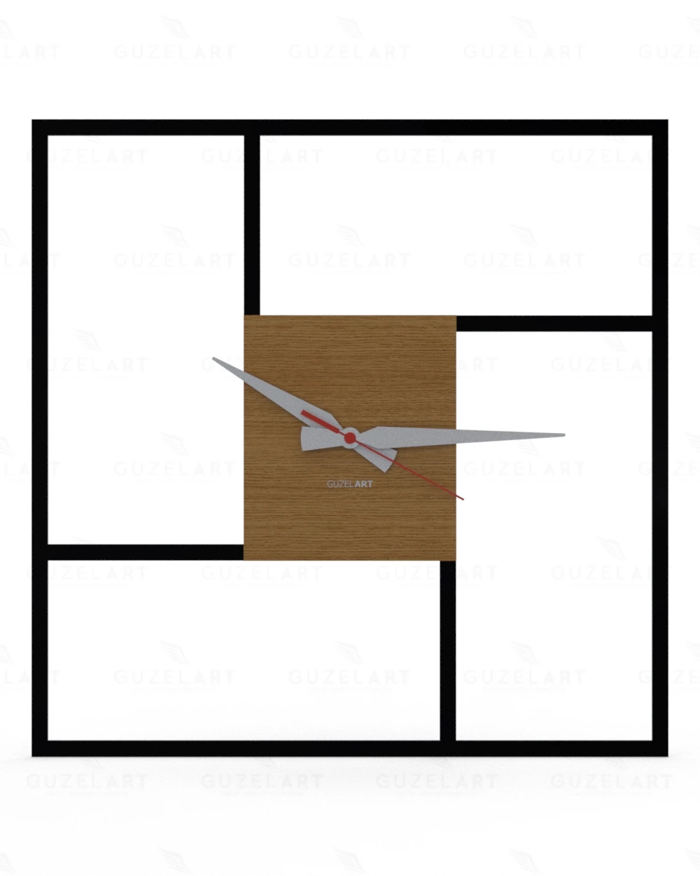 GuzelArt Rectangles Wall Clock Modern Design Living Room Decoration Wooden Home Decoration Accessories Wall Decor Black