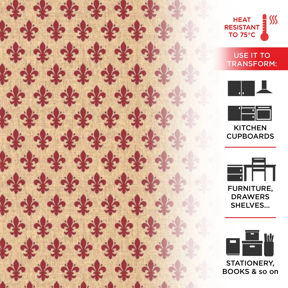 Adhesive film for furniture effect Red Lily 45 cm x 15 mt