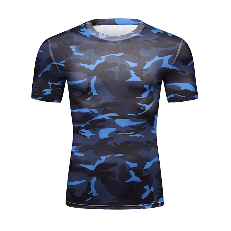 Camouflage Athletic Quikly Dry Workout T Shirts Mens MMA Jiu jitsu Compression Rashguard Stretch Running Sports Sweatshirts