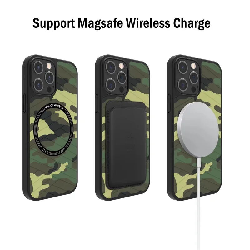 Camouflage Pattern Magsafe Phone Case for iPhone 13 Pro 13 Pro Max Wireless Charging Magnetic Back Cover for iPhone 13 Pro Coque