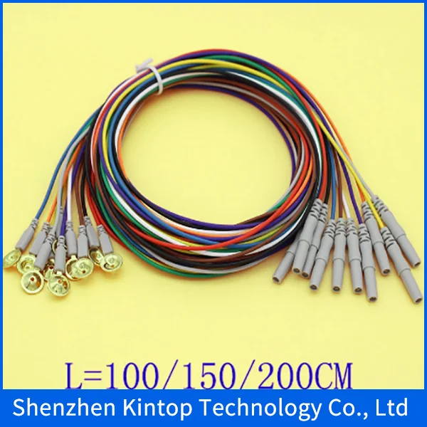 Compatible New High quality! 10PCS  EEG/AEEG/VEEG cable Din 1.5mm female plug and Gold-plated copper 1m,1.5m,2m cable for EEG