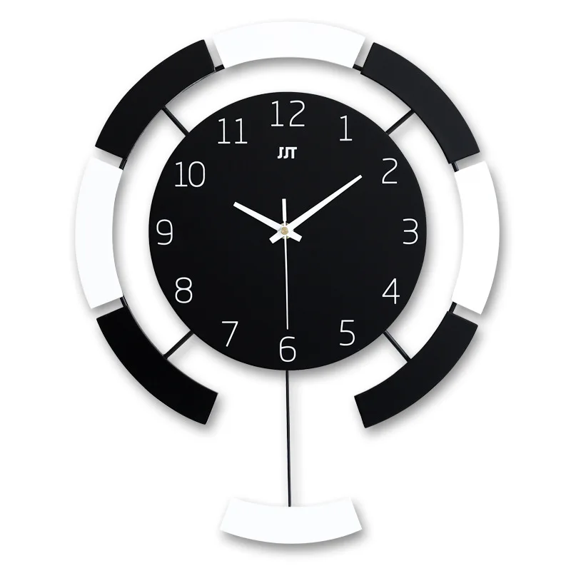 Large Wall Clock Pendulum Modern Round Non-Ticking Accurate Durable Hanging Clock White Black Circular Livingroom Office Home De