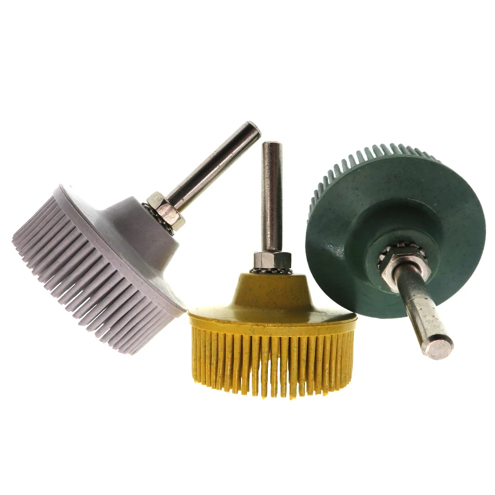 Bristle Disc 2Inch Emery Rubber Abrasive Brush Polishing Grinding Wheel With  Attachment for Burr Rust scratch Removal