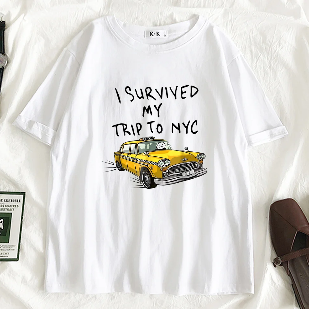 Tom Holland Same Style I Survived My Trip To NYC T Shirt Women Y2K Funny Cartoon T-shirt Graphic Streetwear