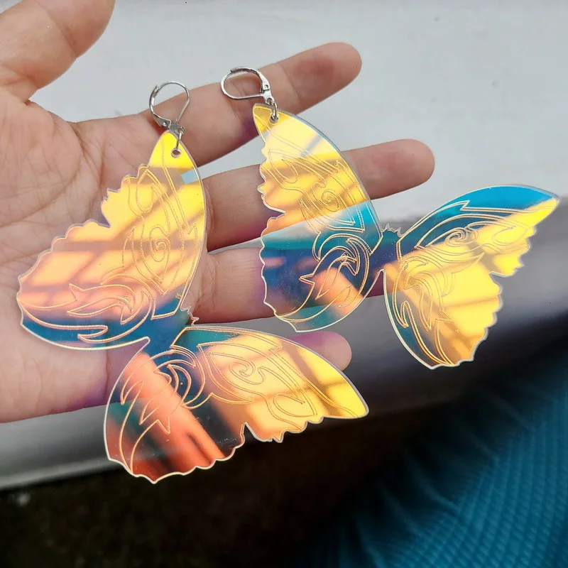 New Iridescence Large Butterfly Hyperbole Drop Earrings for Women Acrylic Trendy Jewelry Fashion Accessories