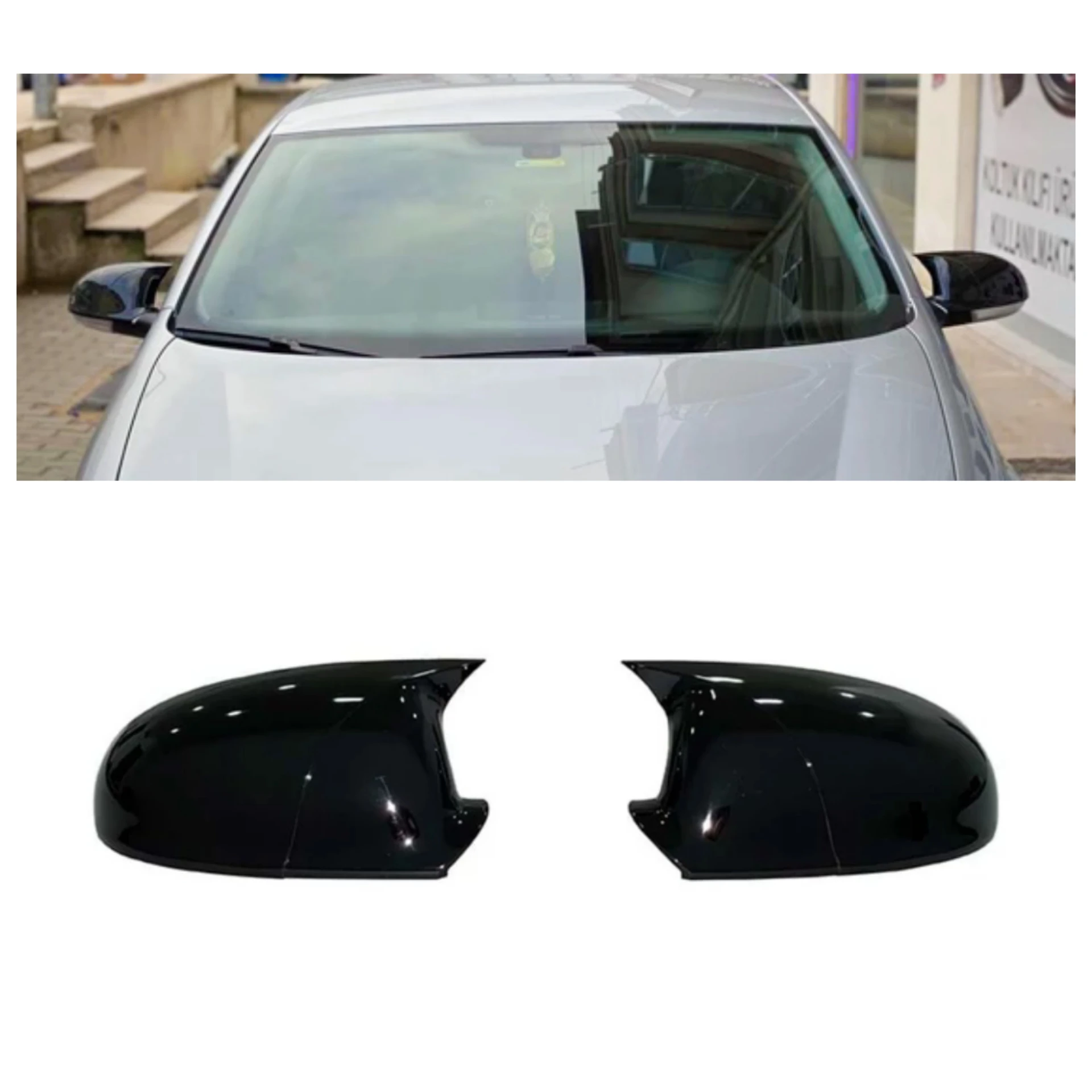 Bat Style Mirror Cover For Volkswagen Vw Jetta MK5 2005 2010 Car Accessories 2 Pieces Cover Glossy Black Shields Exterior Sport