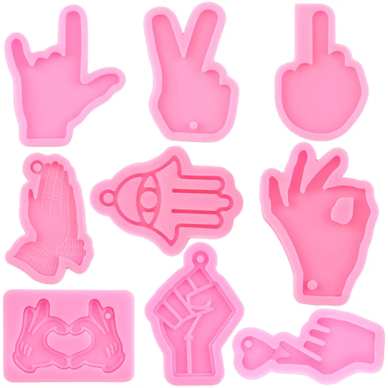 Finger Love ASL OK Silicone Mold Praying Hands Keychain Molds Hamsa Hand DIY Casting Mould Fist Epoxy Resin Craft Pendant Moulds