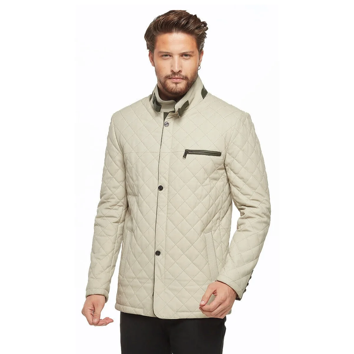 Dario Beige taffetà cappotti in pelle Orjinal pelle di agnello autunno inverno 2022 Biker Slim Large Size muslimah