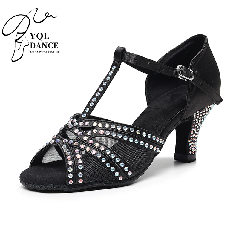 Woman Rhinestone Latin Dance Shoes For Girls Soft Bottom Ballroom Salsa Dancing Shoes For Women Latino Shoes For Wedding Party