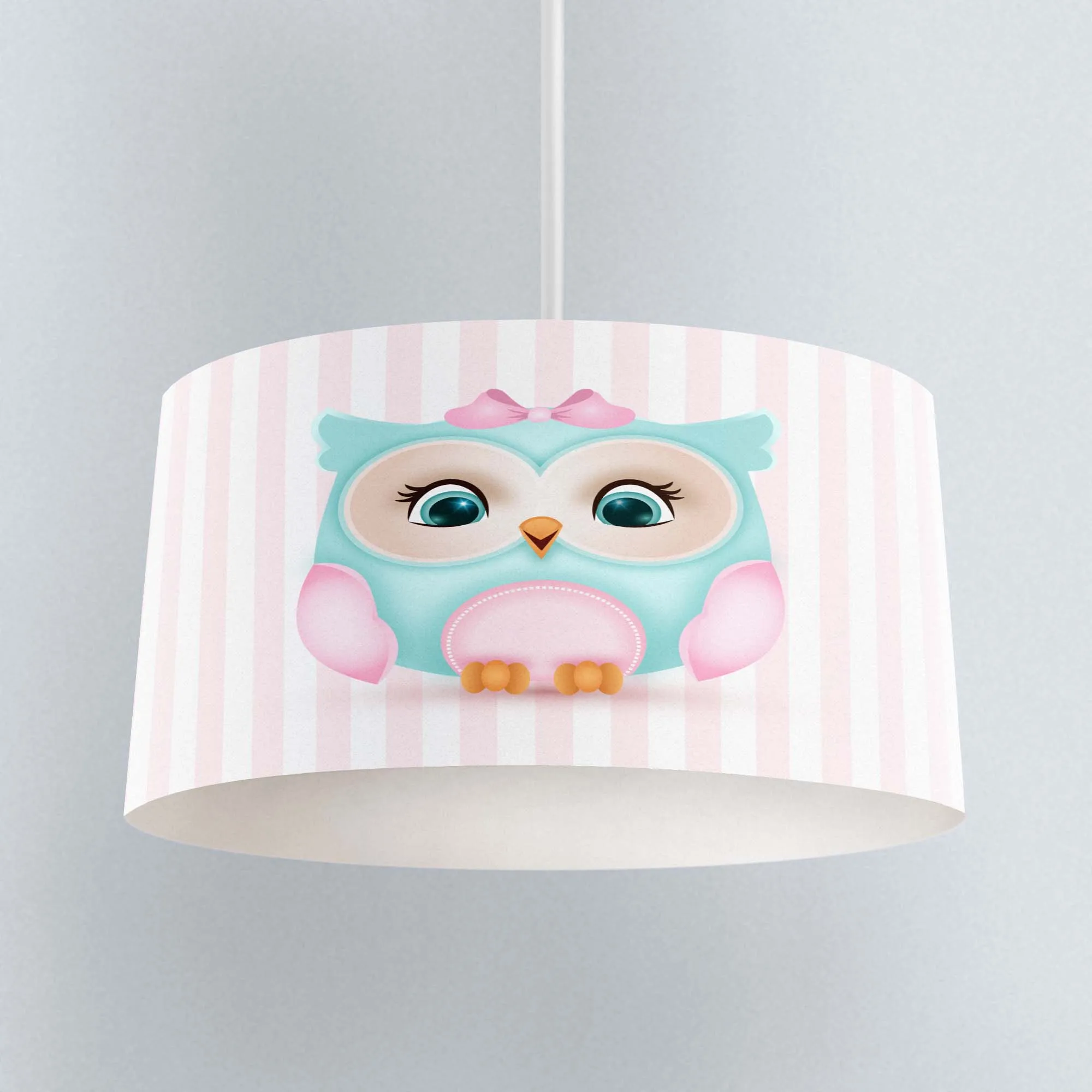 

Else Pink Lines Blue Cute Owl Print Fabric Kids Chandelier Lamp Drum Lampshade Floor Ceiling Pendant Light Shade