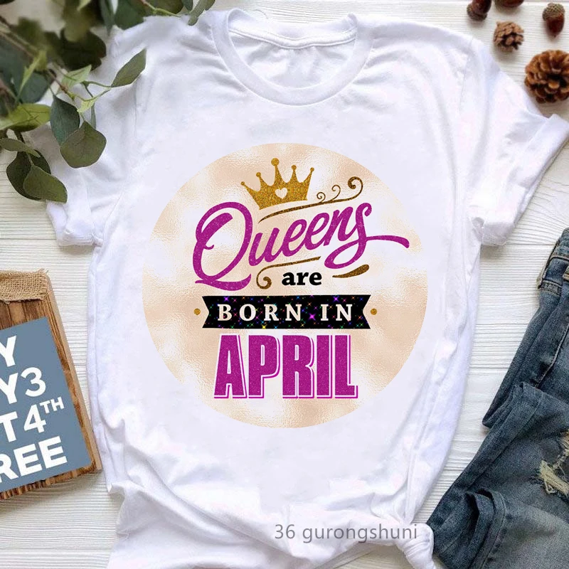 Queens Are Born In May/June Graphic Print T-Shirt Girls/Women Golden Crown Tshirt Femme Summer Fashion Tops Tee Shirt Female