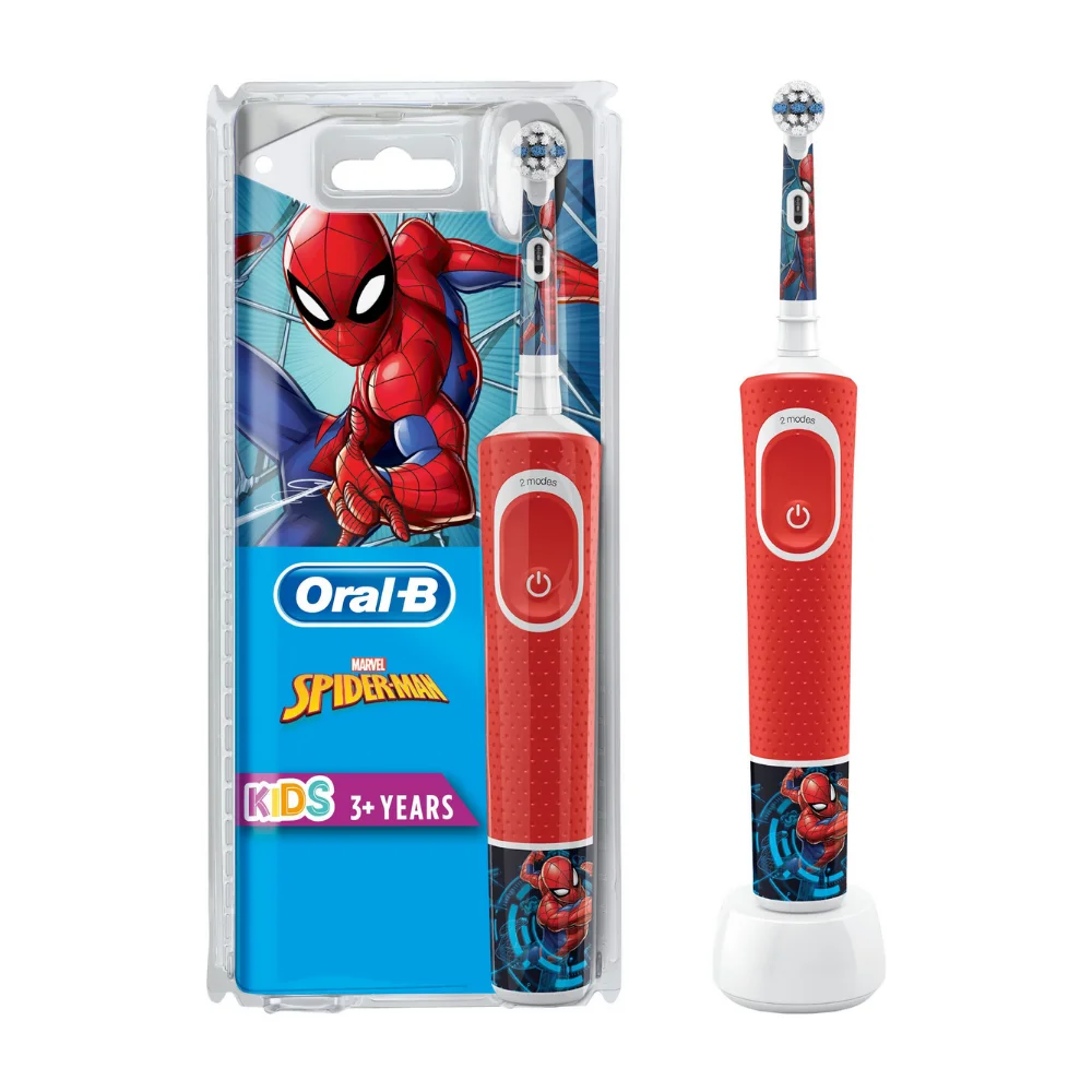 Oral B Disney Spider Man Electric Toothbrush Smart Timer 2 Brushing Modes Soft Bristles Rechargeable Ergonomic Handle for Kids