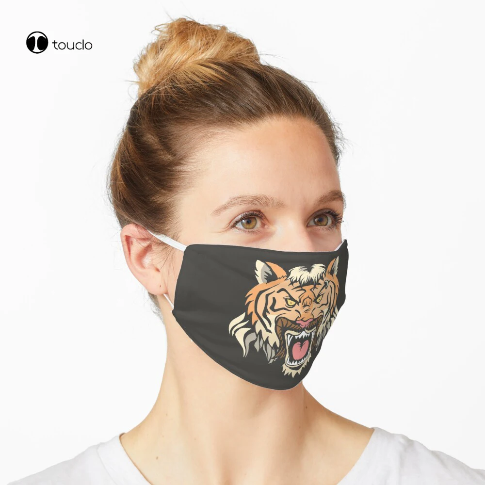 Tigre máscara facial filtro de pano de bolso reutilizável lavável