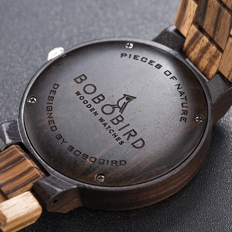 BOBO BIRD-reloj analógico de madera para hombre, accesorio de pulsera de cuarzo resistente al agua con calendario semanal, complemento masculino de